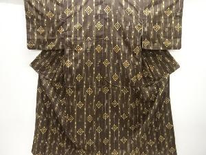 縞に絣柄織り出し手織り紬着物